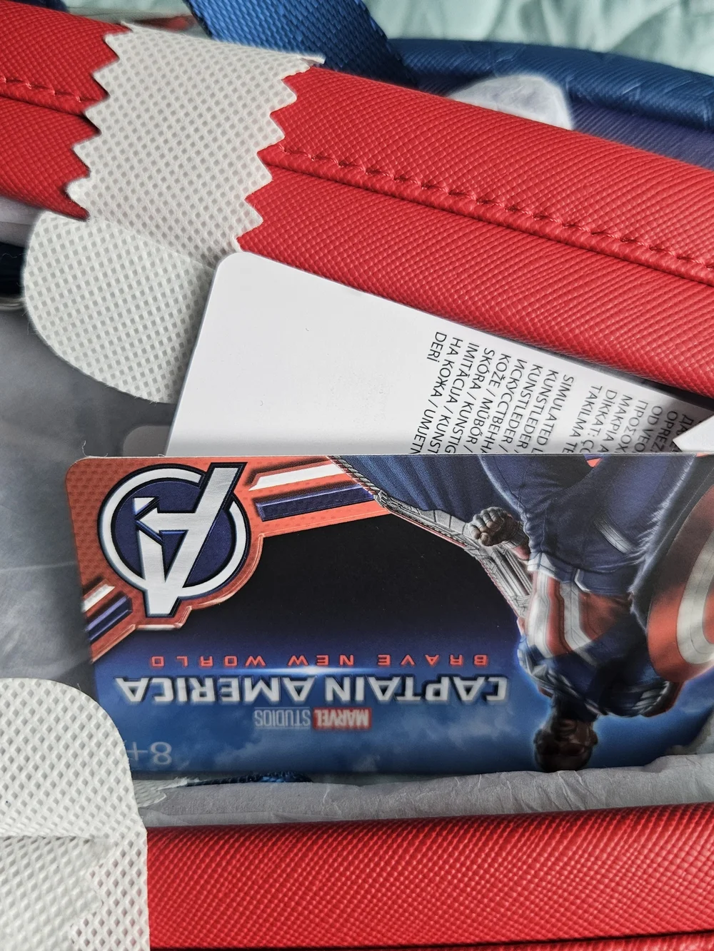 This is a Loungefly Marvel Captain America: Brave New World Cosplay Mini Backpac